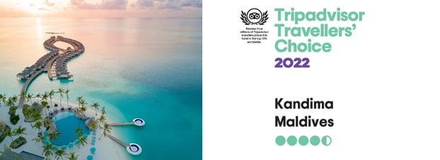 The oh-so stylish Kandima Maldives wins the Tripadvisor Travellers’ Choice Award 2022