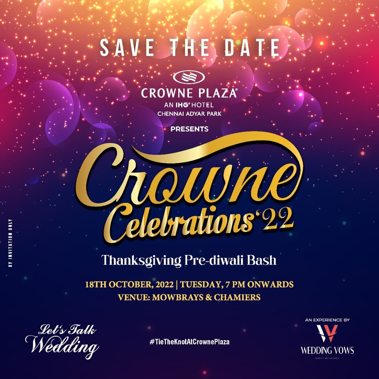 Crowne Plaza Chennai Adyar Park is thrilled to host Crowne Celebrations 2022 under one roof, as part of Thanksgiving Pre- Diwali Bash